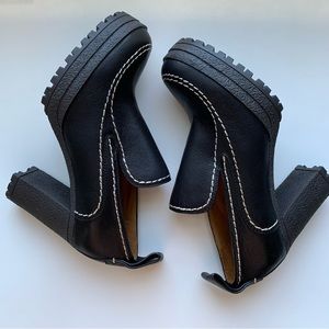 See by Chloe Claudia platform high heel Leather pumps contrast stitching black